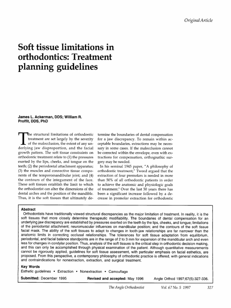 Soft Tissue Limitacions in Orthodontic Treatment Planning Guidelines PDF