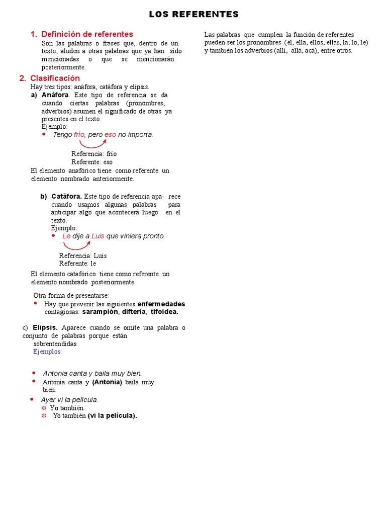 Tipos y Ejemplos de Referentes | PDF | Estudios de idiomas extranjeros