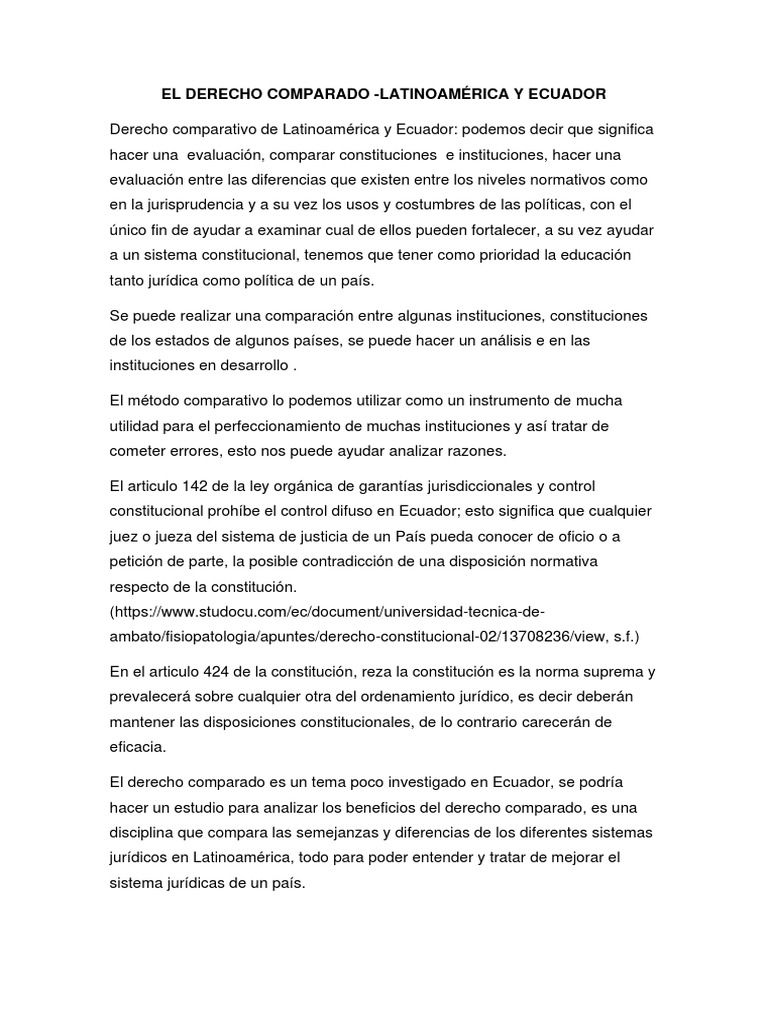 Derecho Comparado en Ecuador y Latinoamérica | PDF | Ley comparativa ...