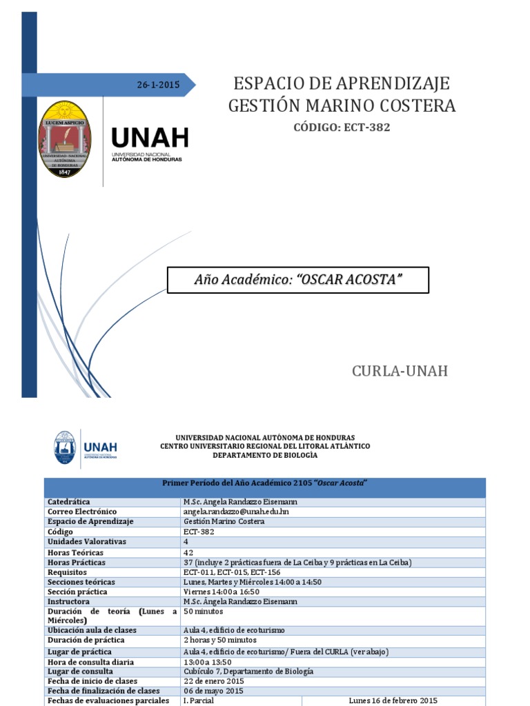 Espacio de Aprendizaje Gestión Marino Costera: Curla - Unah | PDF