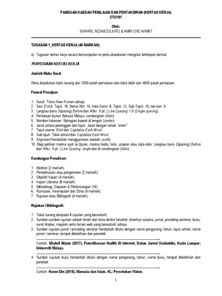 Panduan Kertas Kerja CTU101 | PDF | Komputer