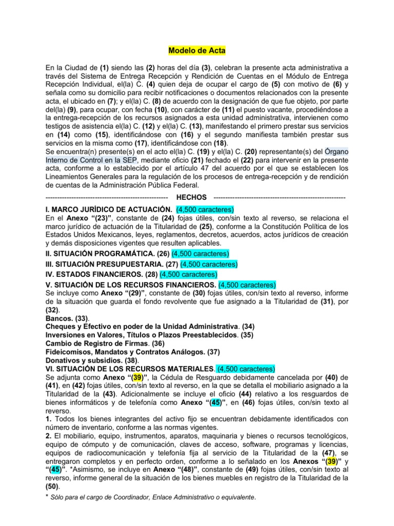 Acta Administrativa Modelo SERC | PDF | Ley de fideicomiso | Archivo de ...