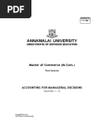 Annamalai University: Accounting For Managerial Decisions