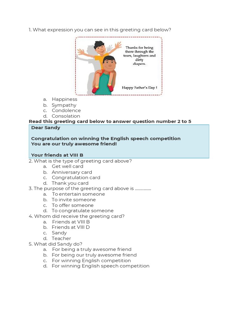 Latihan Soal Greeting Card 8 PDF