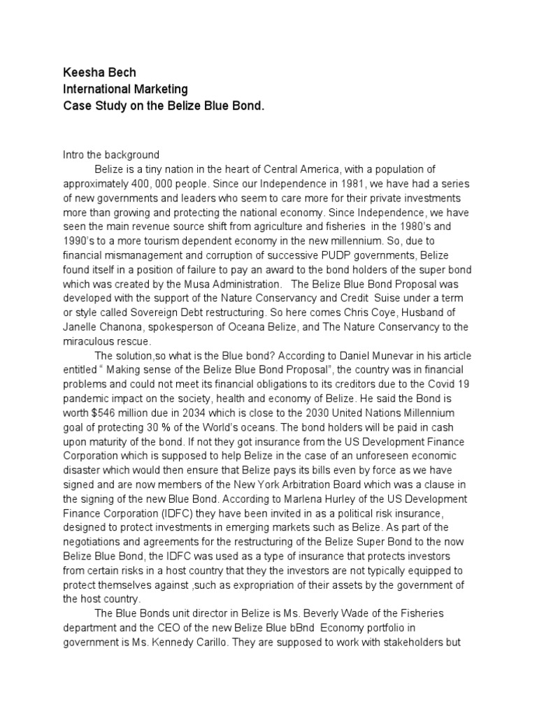 Belize Blue Bond: Economic Implications | PDF | Bonds (Finance) | Debt
