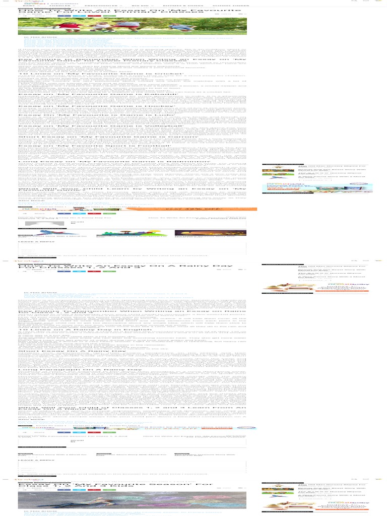 How To Write An Essay On 'My Favourite Game' For PDF Rain Monsoon