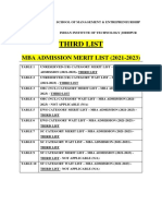 MBA Admisison Merit List - (2021-23) Third List - 03062021