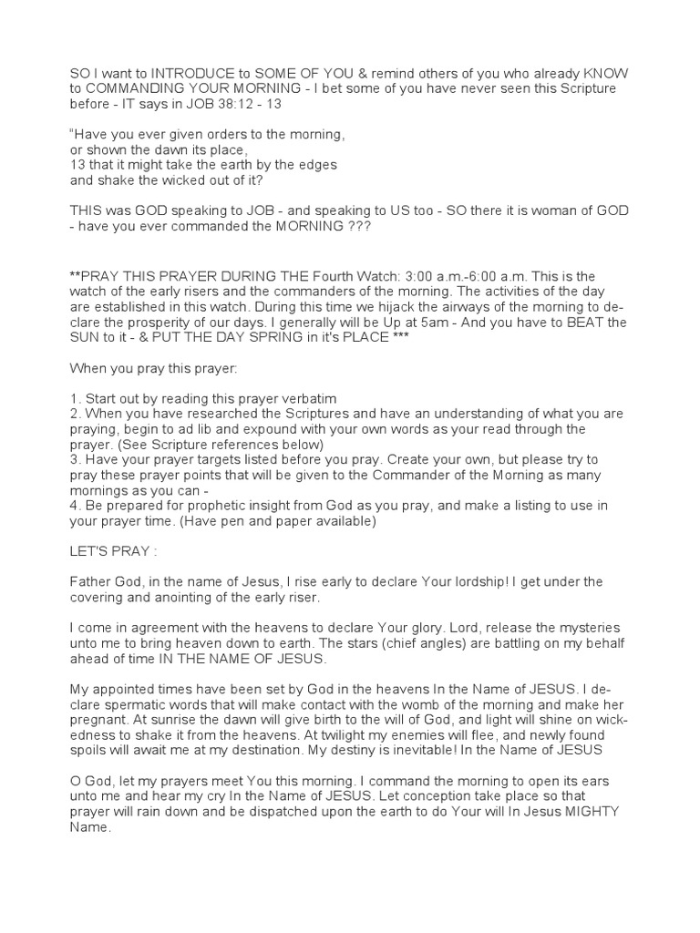 Commanding Your Morning Prayer Guide | PDF | Prayer | Heaven