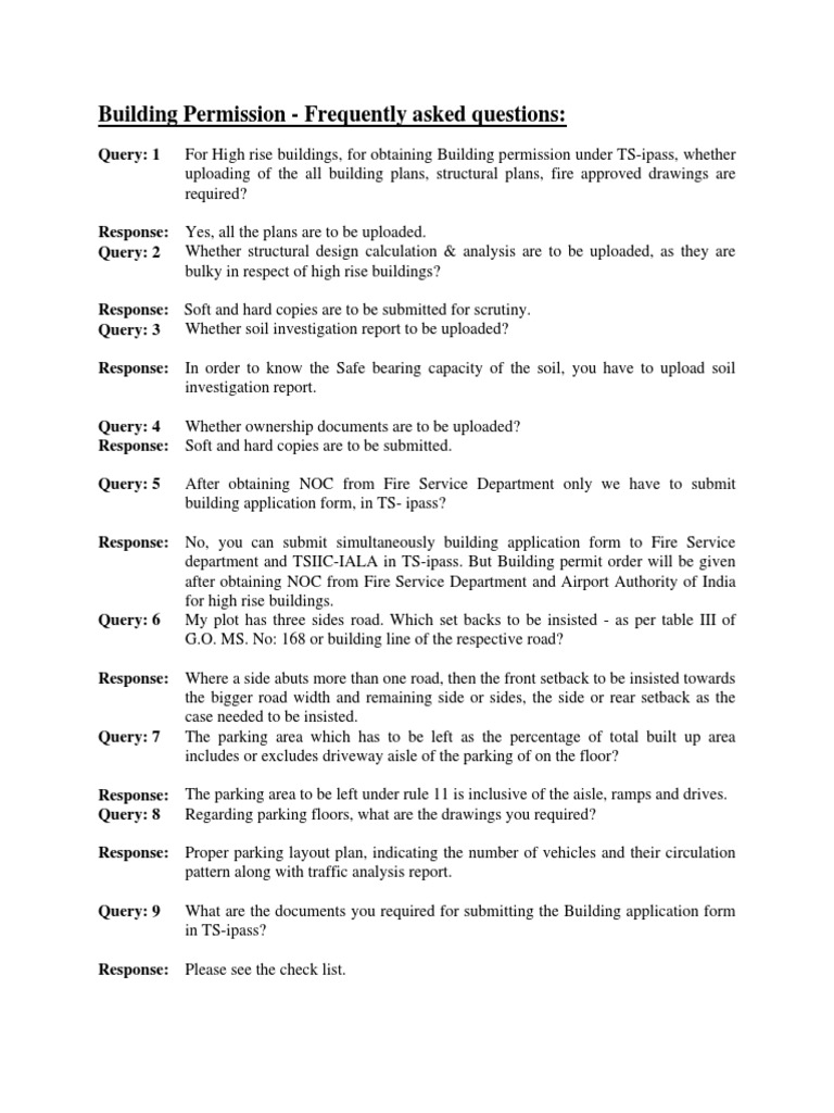 TS IPASS FAQS Build Permission PDF Environmental Impact Assessment