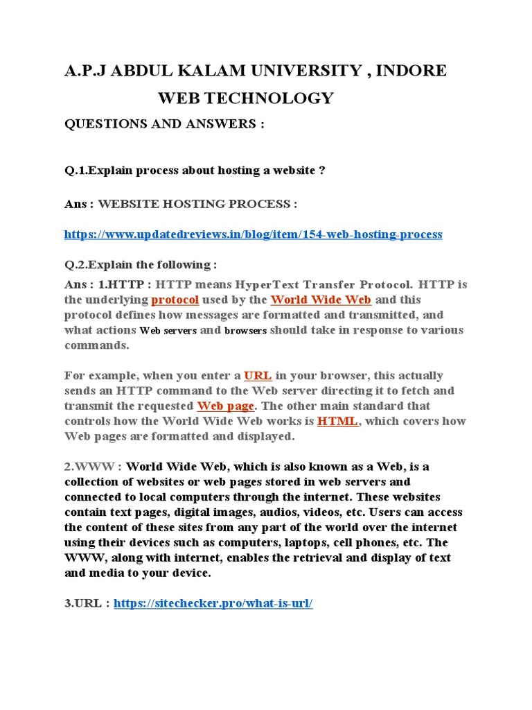 Web Technology Questions and Answers | PDF | World Wide Web | Internet ...