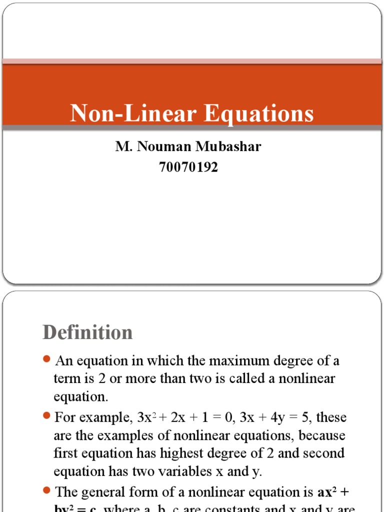 Non-Linear Equations | PDF | Equations | Nonlinear System