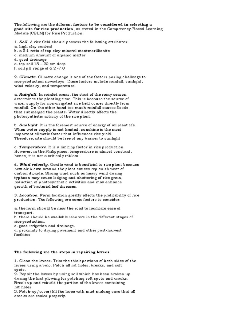 Rice Production | Download Free PDF | Fertilizer | Rice