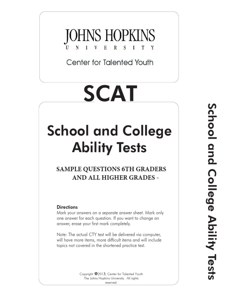 SCAT Sample Questions Grades 6 Higher PDF