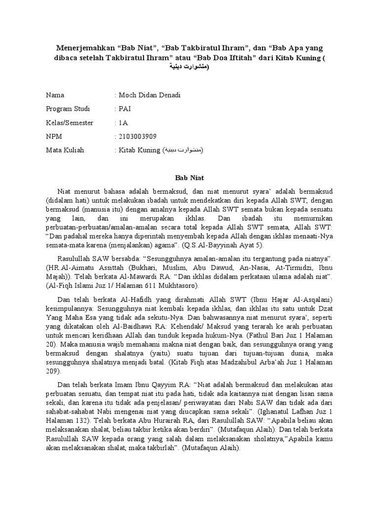 Terjemahan Kitab Kuning | PDF