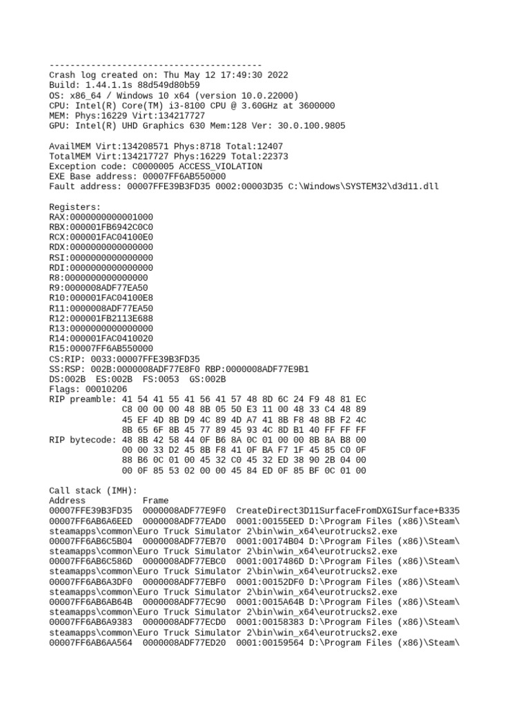 Game Crash | PDF | Software | Microsoft Windows