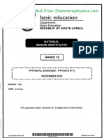 NOV PHY SC P1 Grade 10 and Memo
