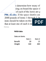 NASA Knapsack LP Problem