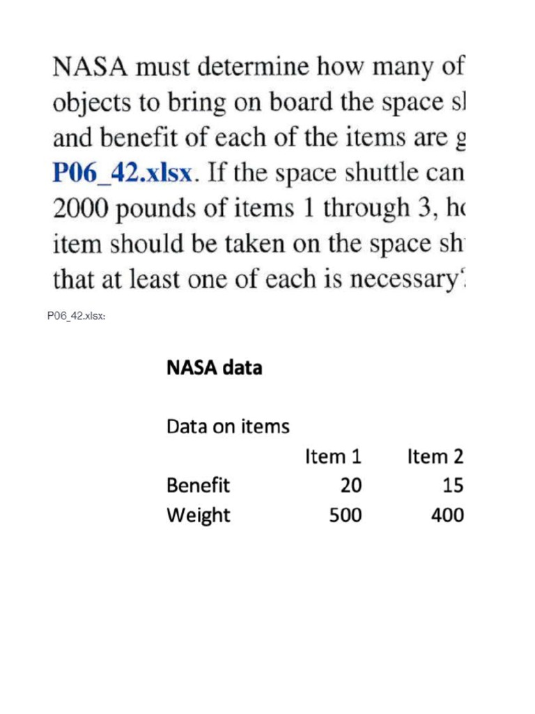 NASA Knapsack LP Problem | PDF | Mathematical Optimization | Mathematics