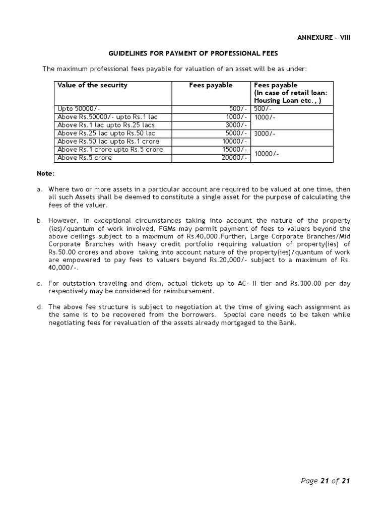 UBI Valuation Fees PDF