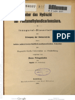 Hans Pringsheim, 1876-1940, Über Das Hydrazid Der Pentamethylendicarbonsäure Karl Rössler, Heidelberg, 1901