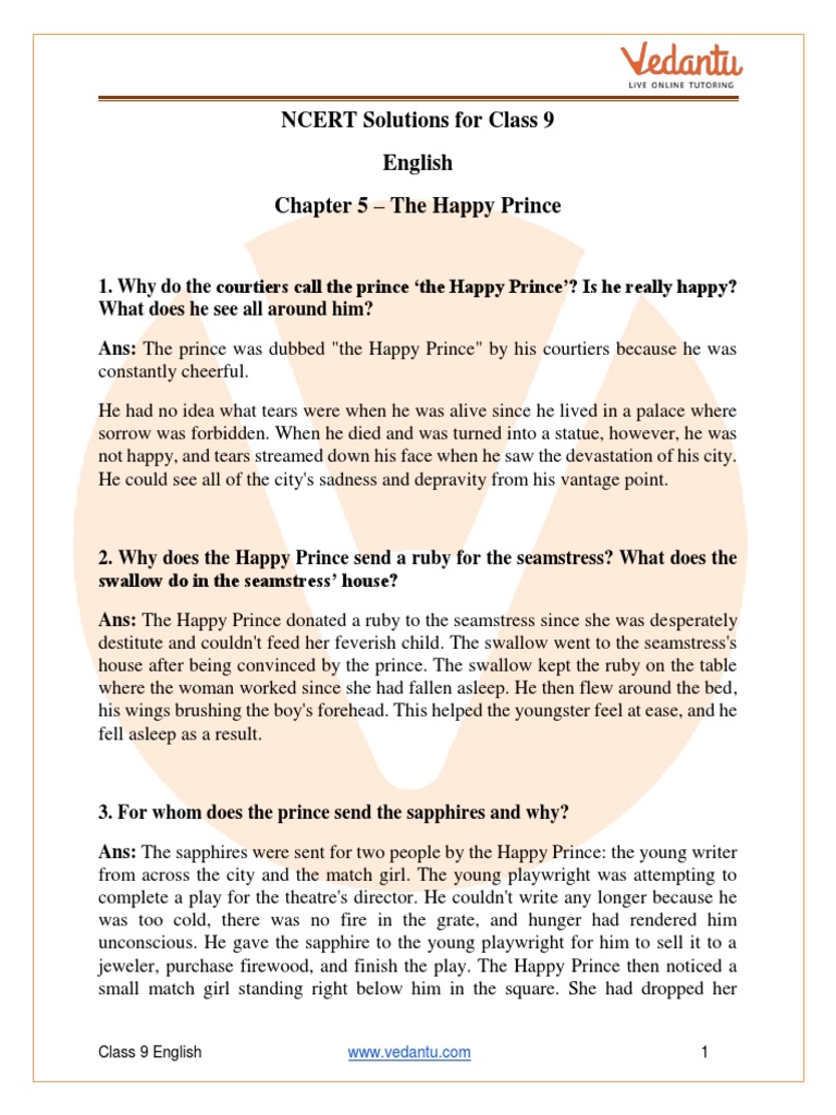 Class 9 English Moments - The Happy Prince | PDF | The Happy Prince And ...