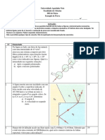 Prova de Física com Questões sobre Óptica, Difração e Refração