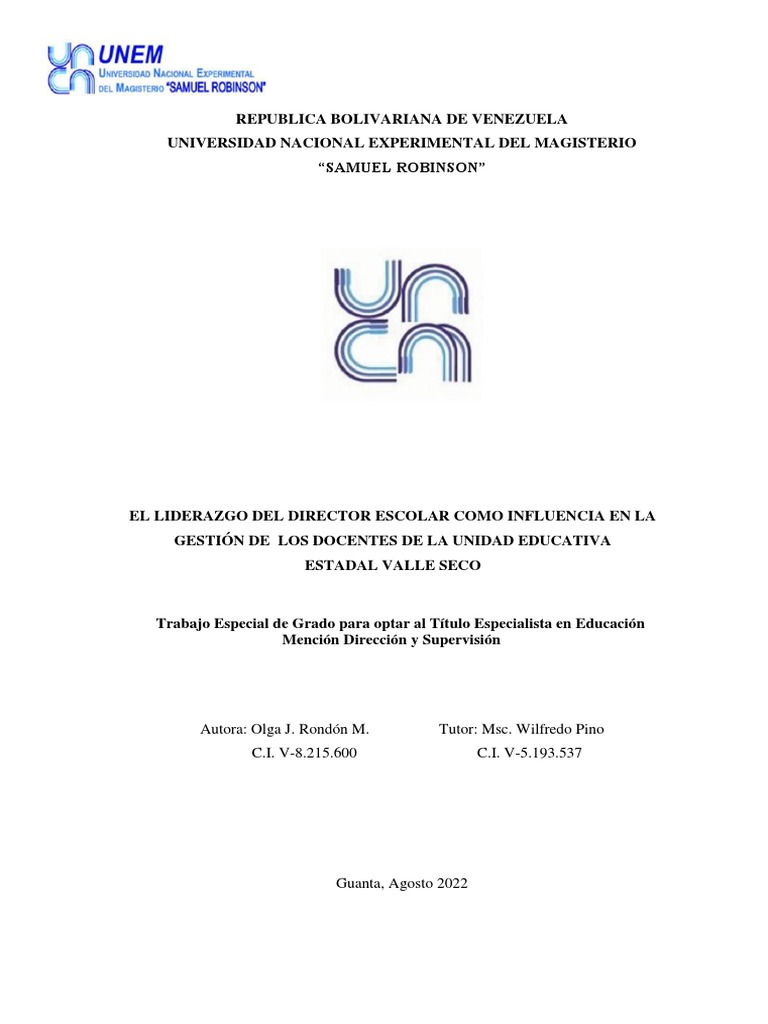 Liderazgo Escolar y Gestión Docente | PDF | Liderazgo | Plan de estudios