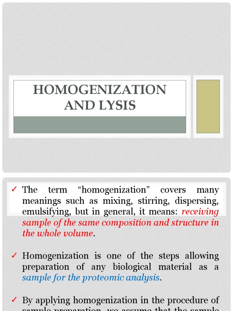 Homogenization and Lysis (2021!06!12) PDF Lysis Cell (Biology)