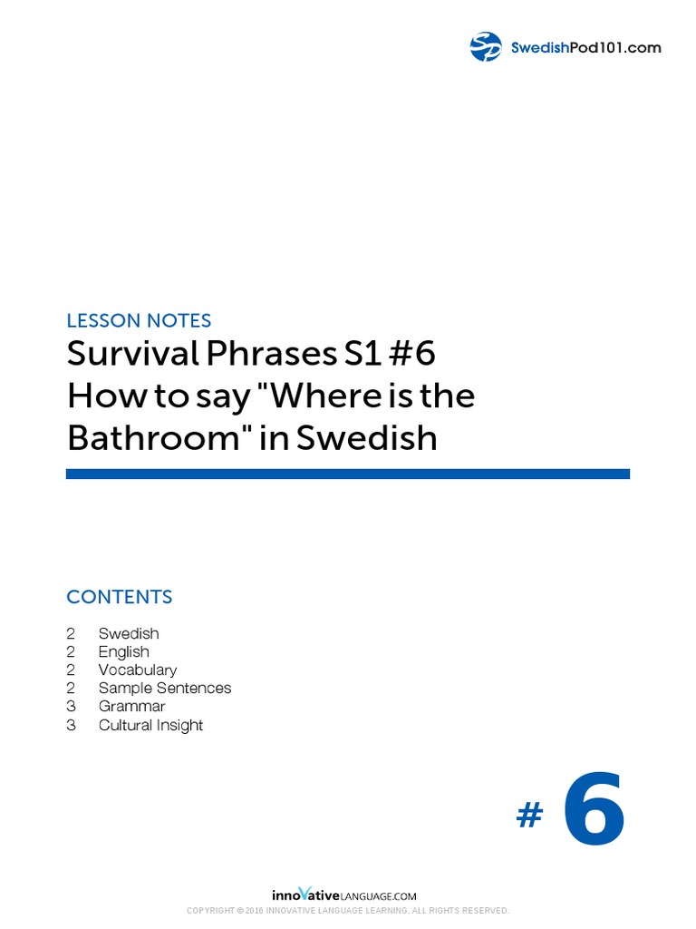 Lesson 6 How To Say Where Is The Bathroom PDF Linguistics Languages