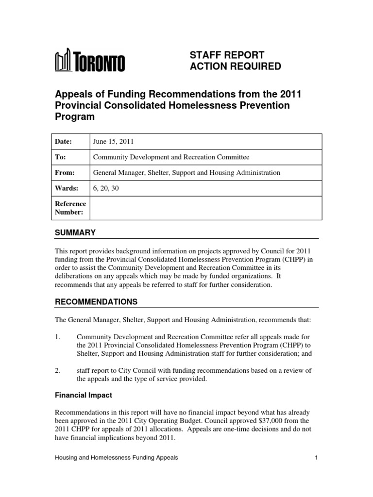 Staff Report Action Required: Date: To: From: Wards: Reference Number ...