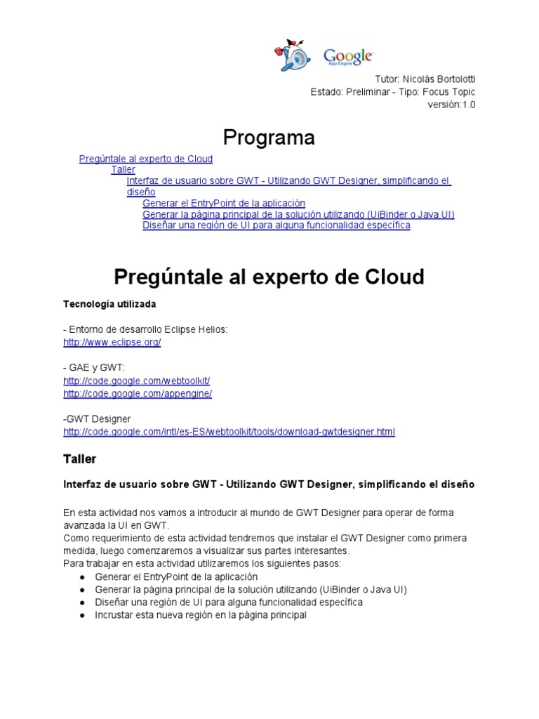 GWT Designer: Simplificando UI en GWT | PDF | Eclipse (software) | Java ...