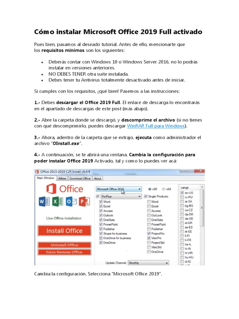 Instalar y Activar Microsoft Office 2019 Full | PDF | Microsoft | Microsoft  Office