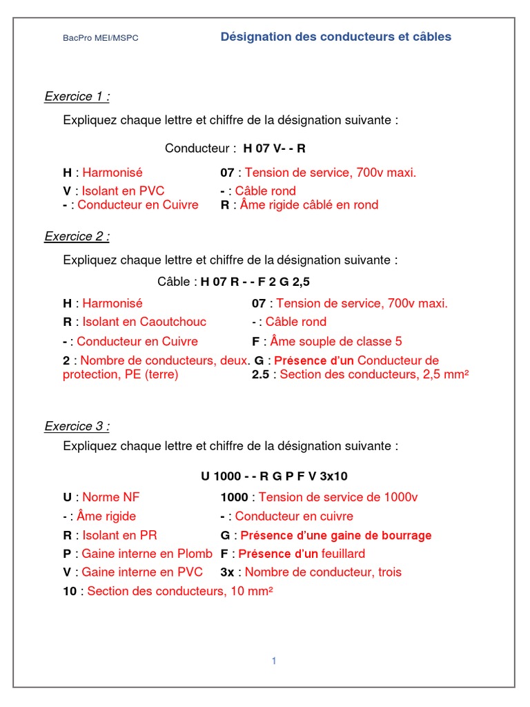 Dénomination des conducteurs et câbles | PDF | Électrotechnique ...