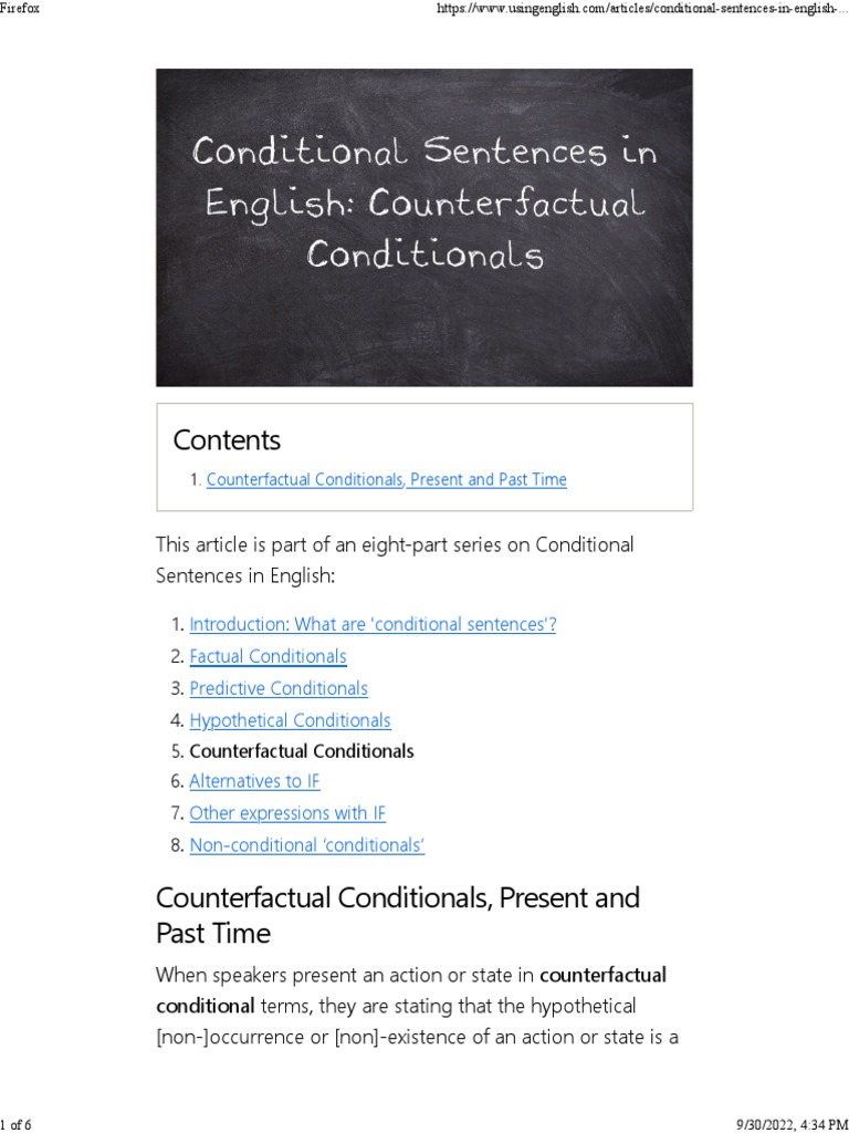 Conditional Sentences in English Counterfactual Conditionals | PDF ...
