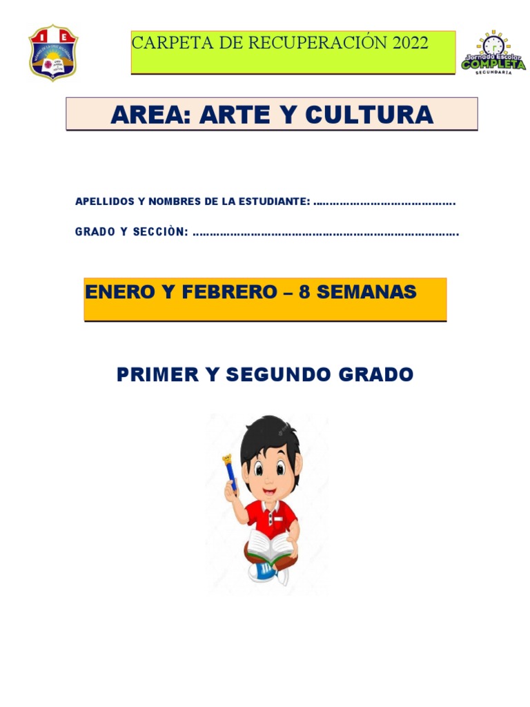 Carpeta de Recuperacion de Arte y Cultura 1 y 2 Grado | PDF | Bailes | Aves