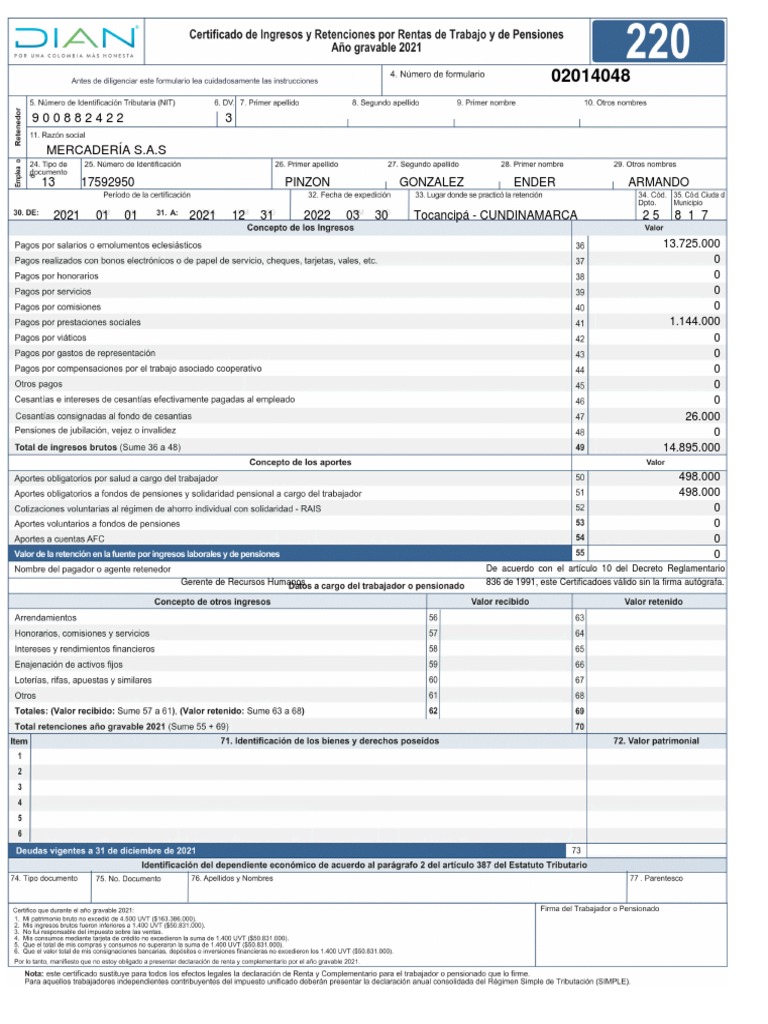 Form 220 Dian | PDF