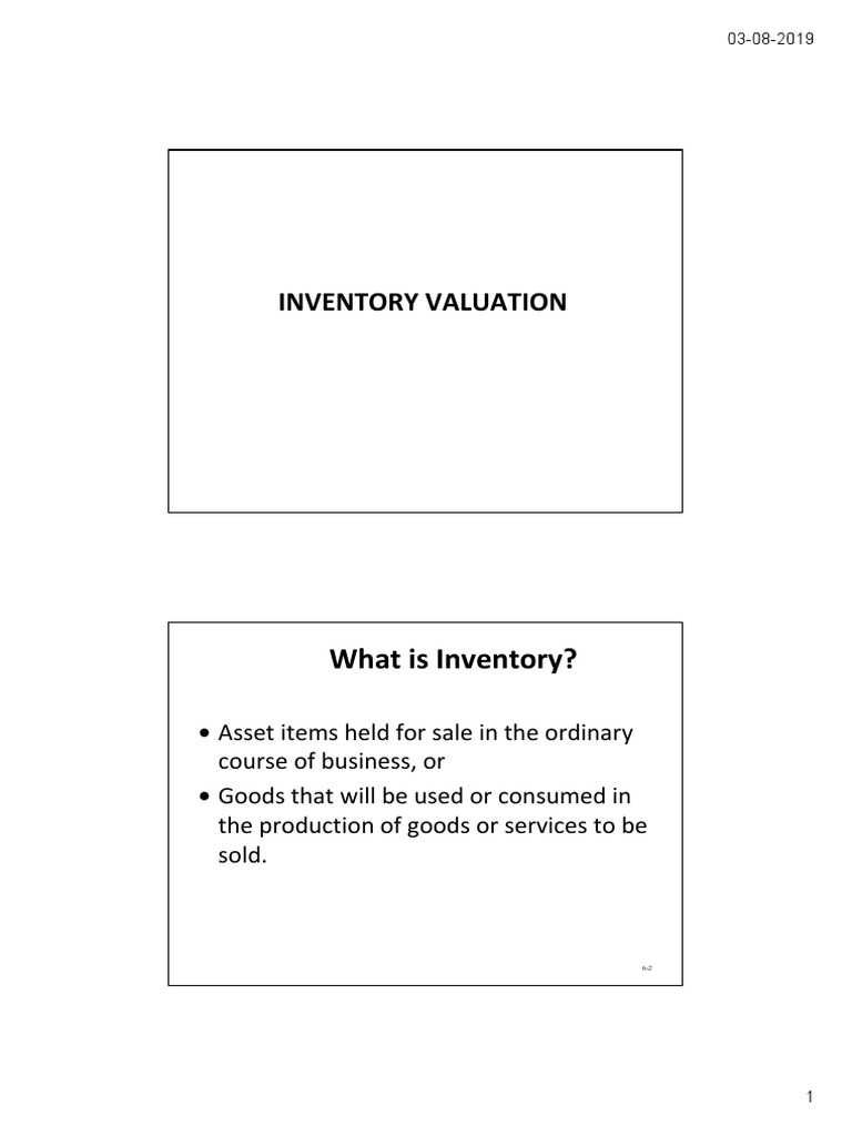Inventory Valuation Class Notes PDF Inventory Cost Of Goods Sold