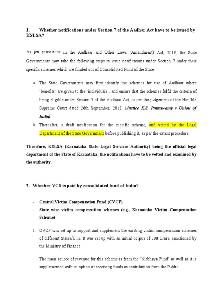 Notifications Under Aadhaar Act Section 7 | PDF | U.S. State | Supreme ...