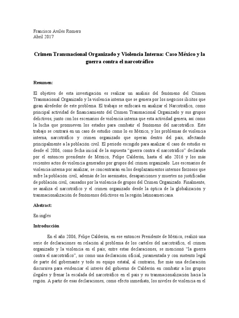 Crimen Organizado y Narcotráfico en México | PDF | Comercio ilegal de ...