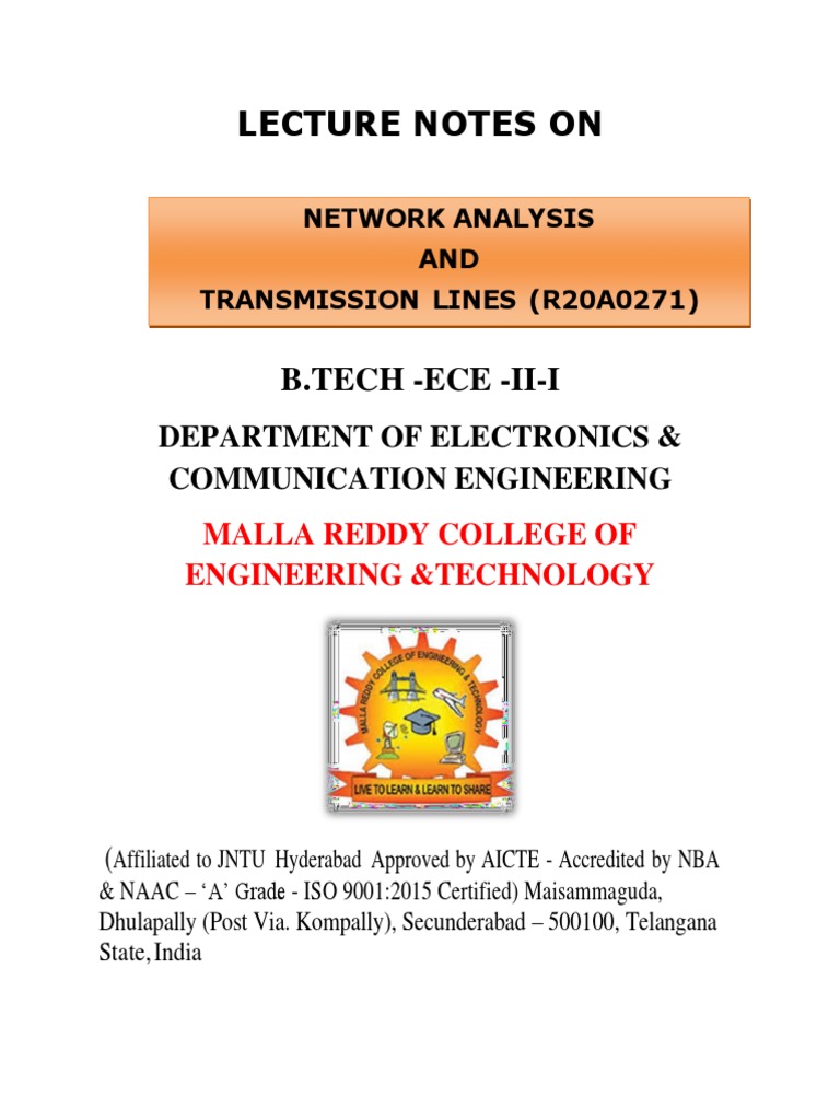 Network Analysis & Transmission Lines Notes | PDF | Transmission Line ...