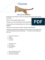 Cheetah Text For Reading Reading Comprehension Exercises 128492
