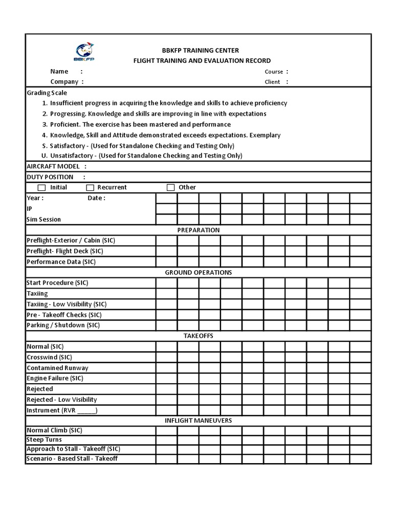 Flight Training Evaluation Record | PDF | Takeoff | Aeronautics