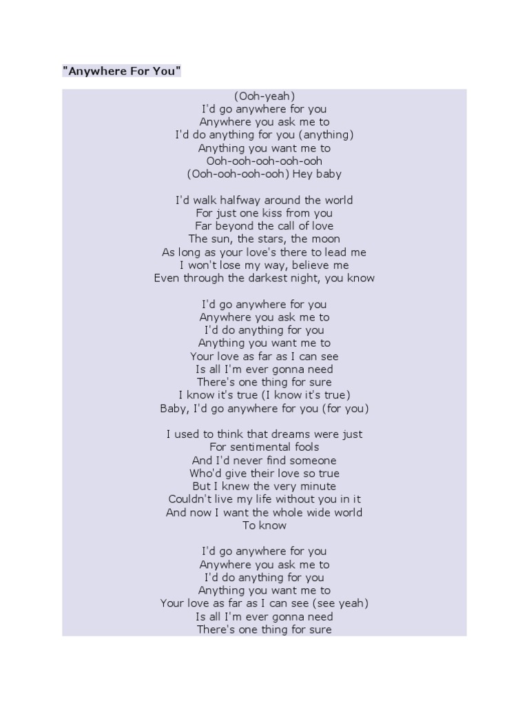 Backstreet Boys Song Lyrics PDF
