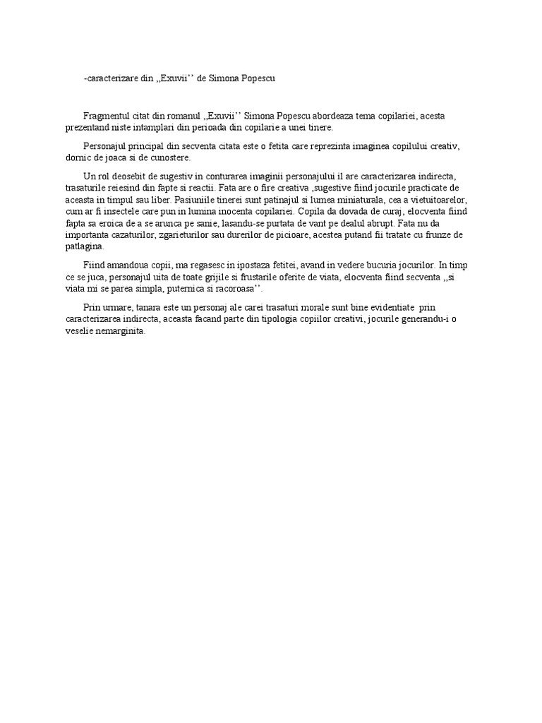 Caracterizare Exuvii | PDF