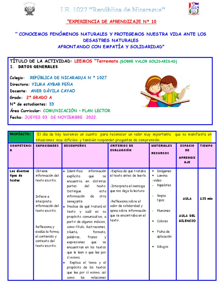 Ruta de Sesión - Plan Lector | PDF | Aprendizaje | Cognición