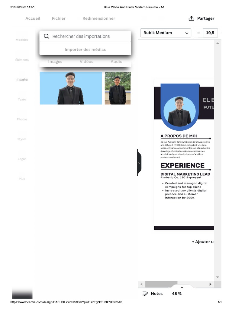 comment faire un cv pdf avec canva