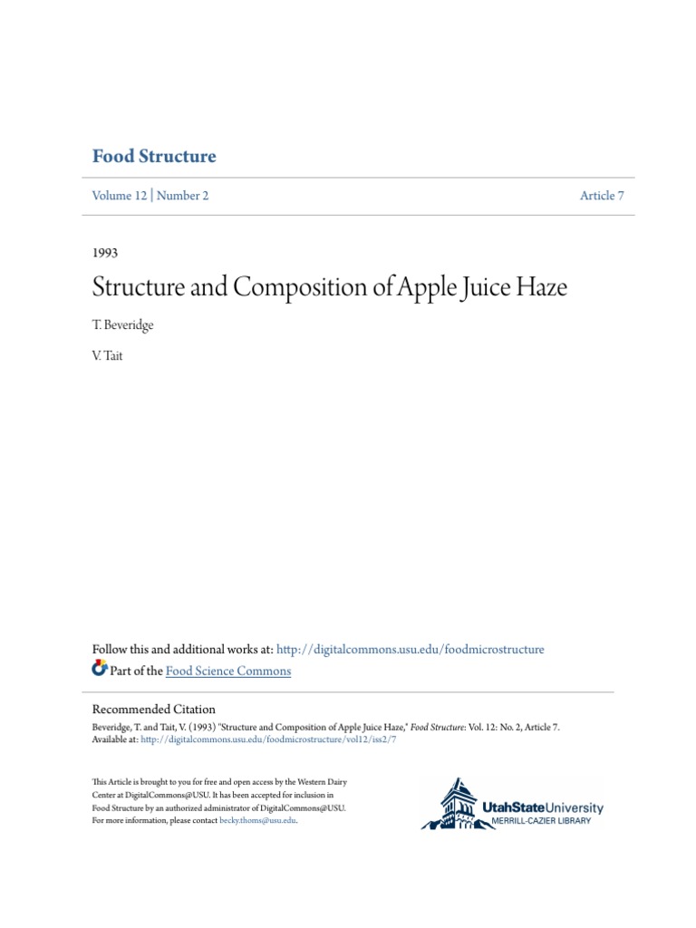 Struture and Composition of Apple Juice Haze PDF Polyphenol Physical Sciences