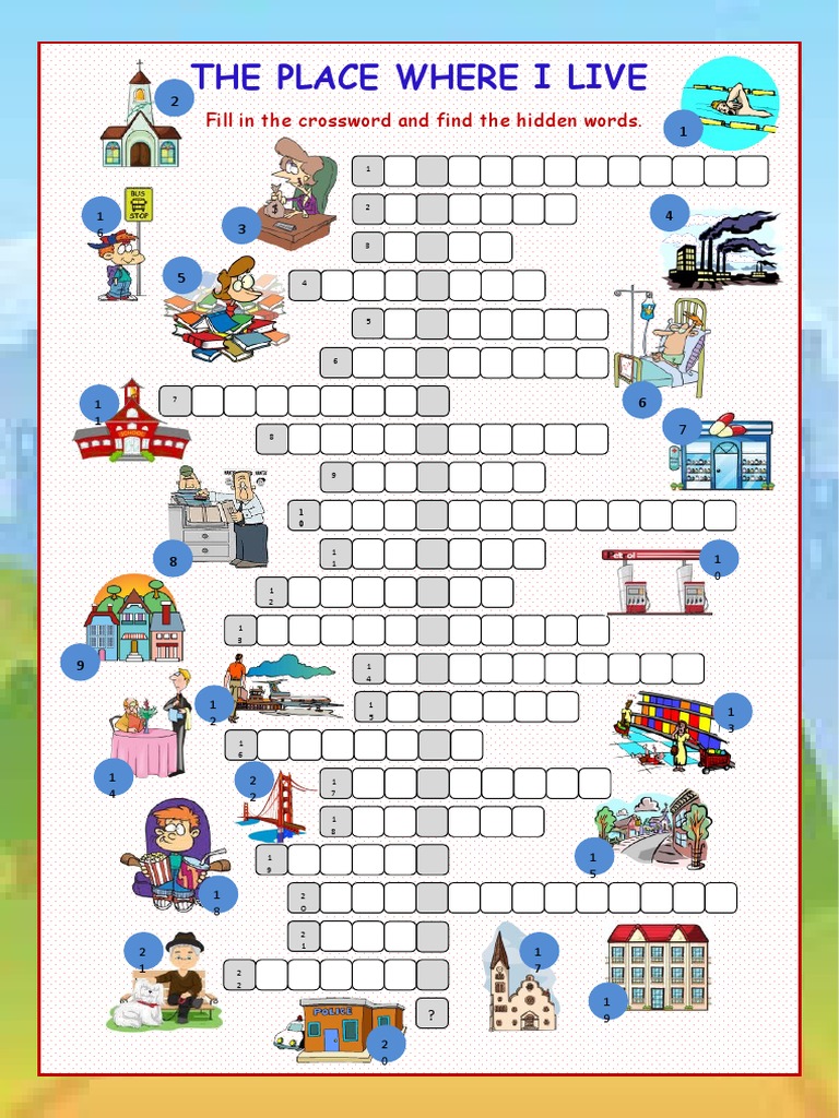 The Place Where I Live Crossword Puzzle Crosswords Icebreakers Oneonone