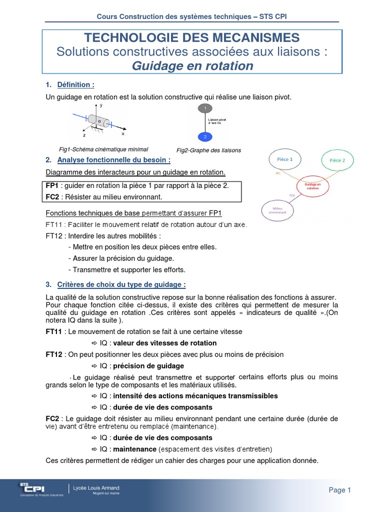 CPI1-CONST-C-Guidage en Rotation | PDF | Palier (mécanique) | Matériaux
