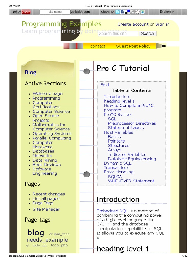 Pro C Tutorial - Programming Examples | PDF | C (Programming Language ...